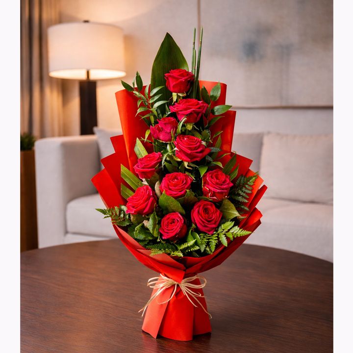 bordó rózsa csokor